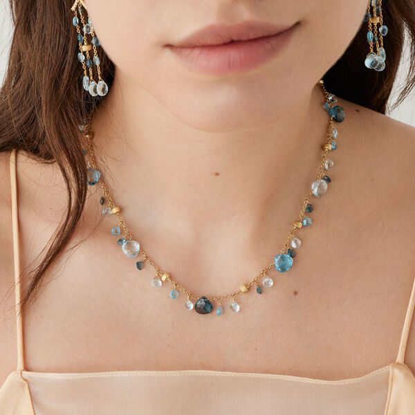 Paradise Yellow Gold and Blue Topaz Necklace
